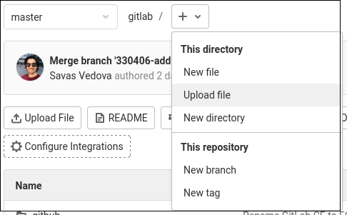Code Drop Down Gitlab Web editor · Repository · Project · User · Help · GitLab